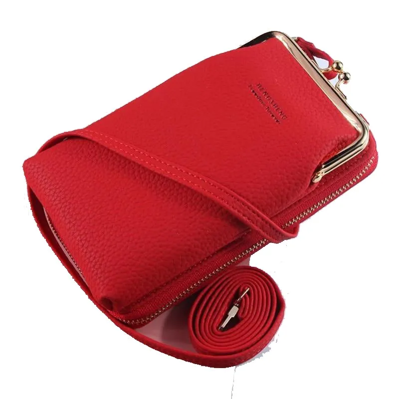 Portable MINI Women's Leather Crossbody Bag For Phon Coin Card