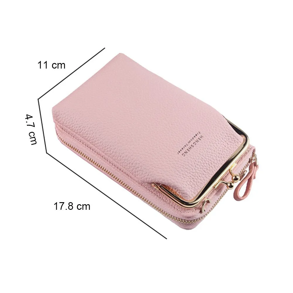 Portable MINI Women's Leather Crossbody Bag For Phon Coin Card