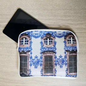 Portuguese Tiled Building on White - Recycled Felt Mini Tablet Sleeve