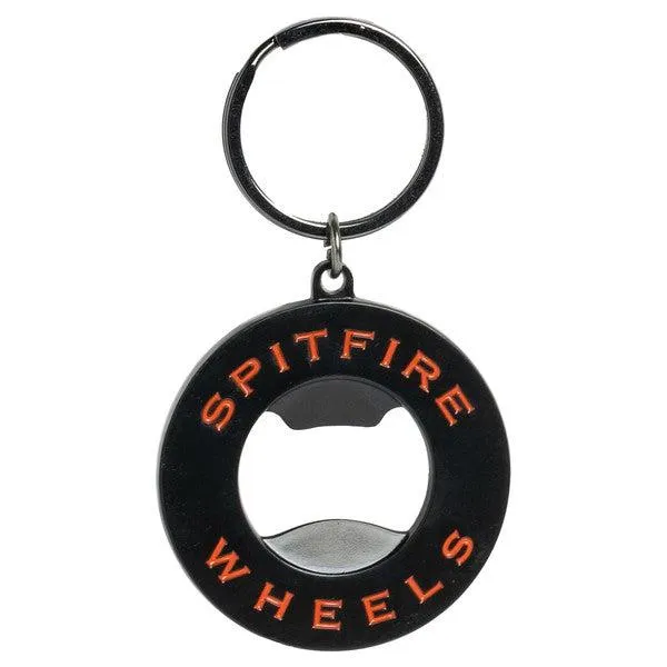 Spitfire Classic Swirl Gold Keychain - Bottle Opener Black - Red