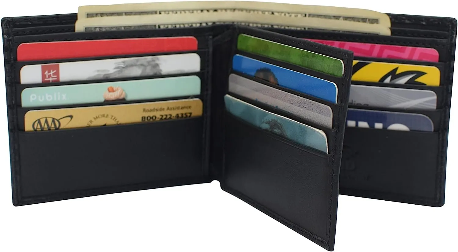 Swiss Marshall RFID Blocking Men's Carbon Fiber Leather Slim Bifold Wallets