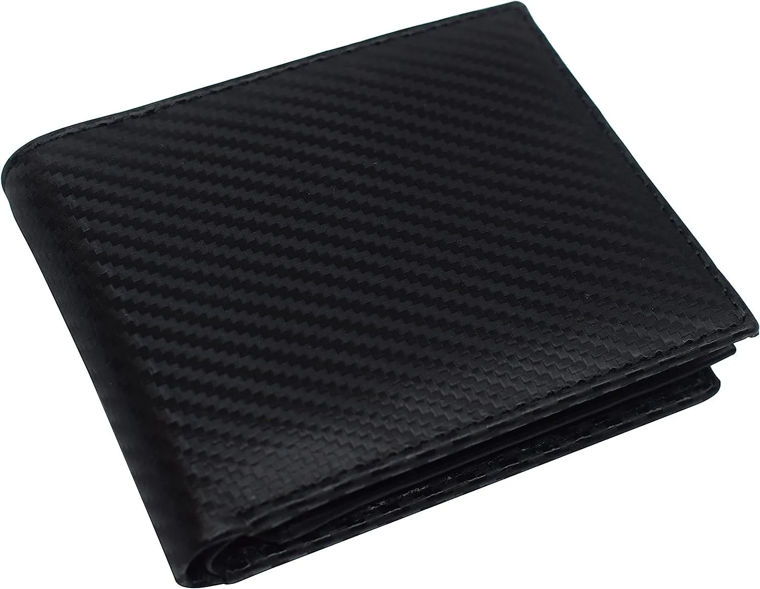 Swiss Marshall RFID Blocking Men's Carbon Fiber Leather Slim Bifold Wallets