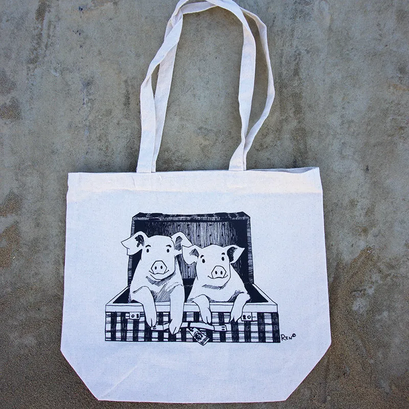 Traveling Pigs | Globe Canvas Tote