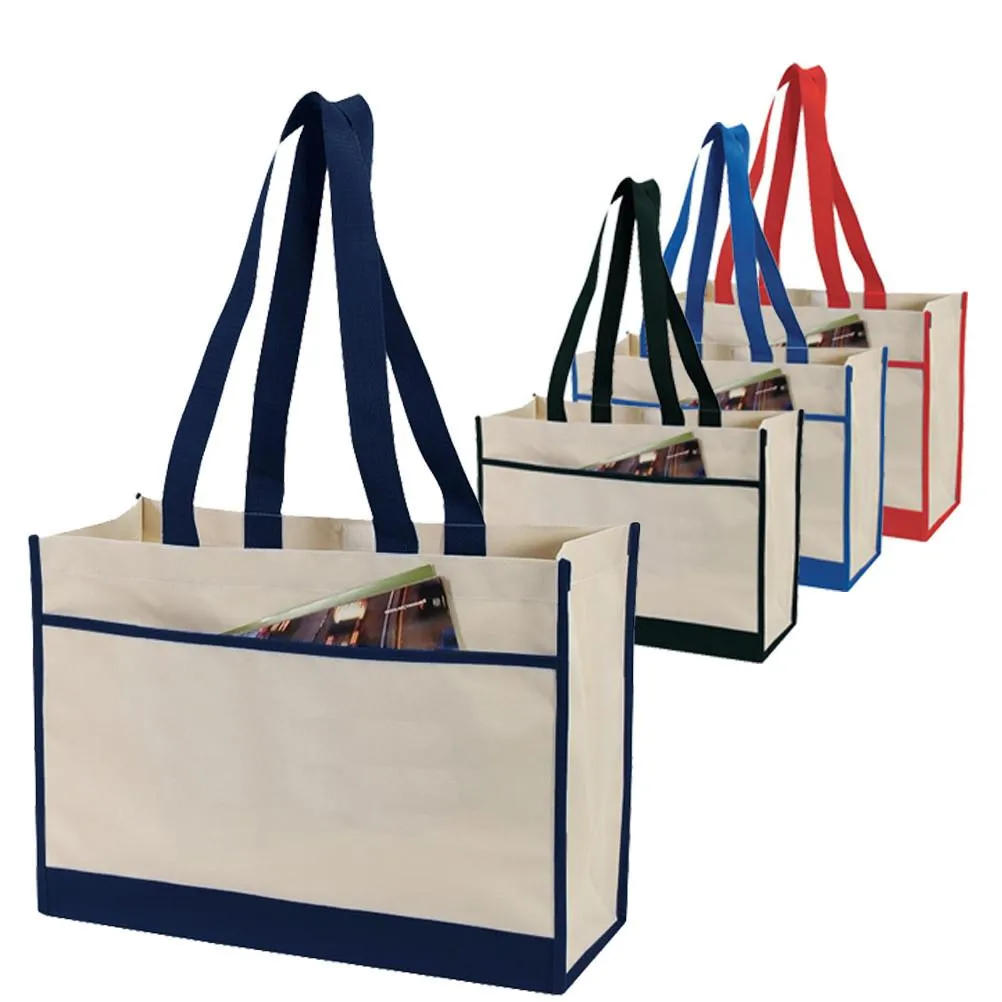 Two-Tone Polyester Tote Bag W/Side Pocket