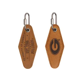 UGA Tan Leather Diamond Keychain