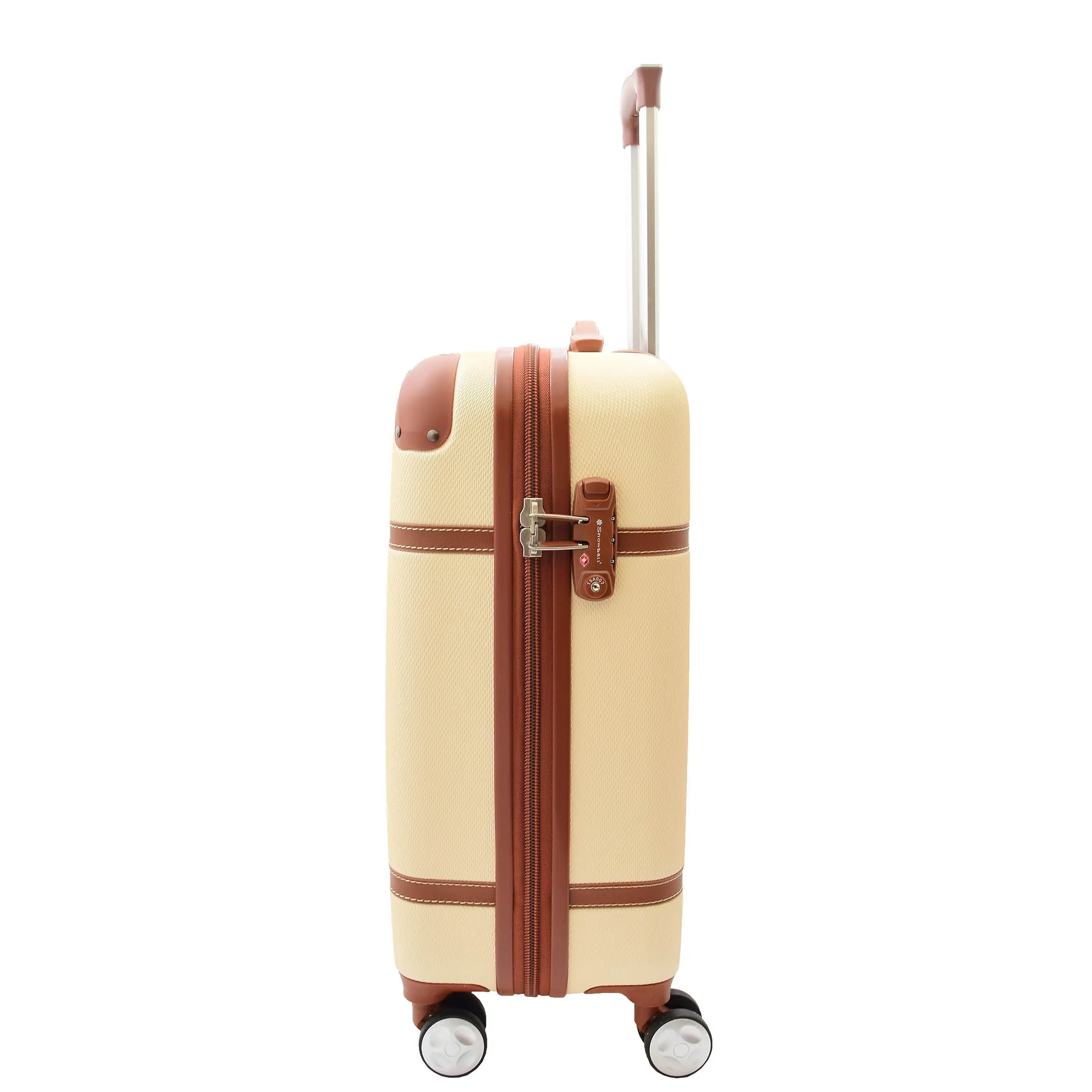 Vintage 4 Wheel Hard Shell Luggage Expandable Lightweight Suitcases Travel Bags Grand Beige