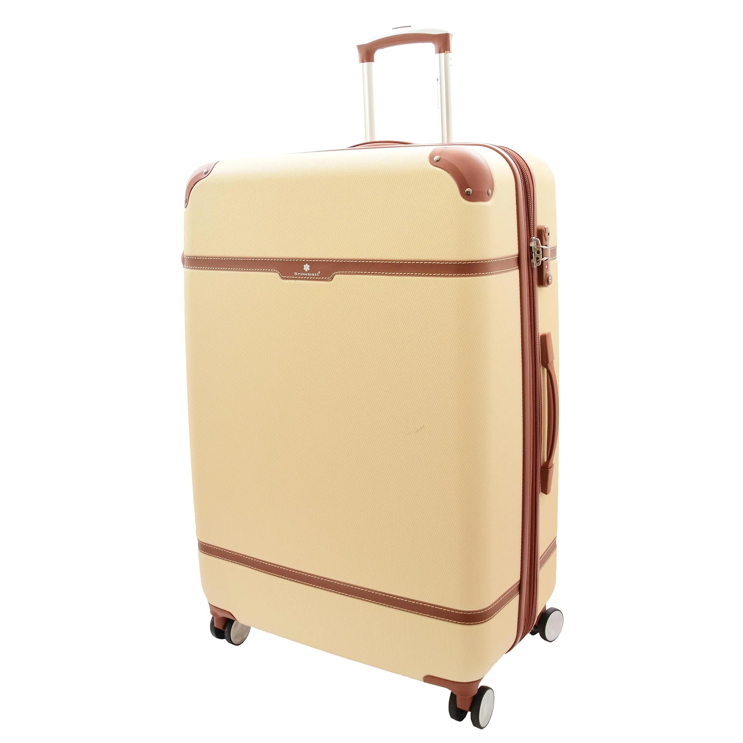 Vintage 4 Wheel Hard Shell Luggage Expandable Lightweight Suitcases Travel Bags Grand Beige