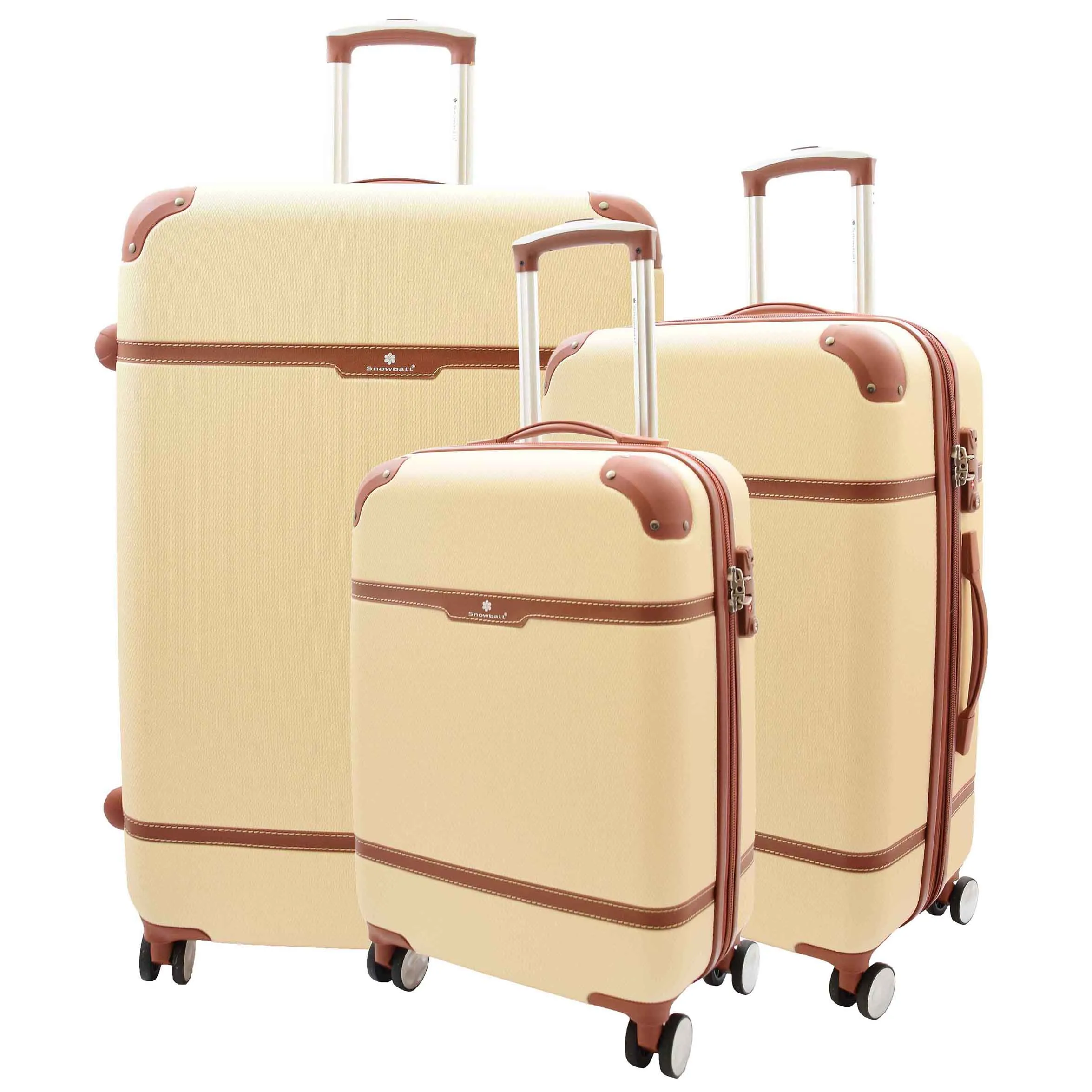 Vintage 4 Wheel Hard Shell Luggage Expandable Lightweight Suitcases Travel Bags Grand Beige