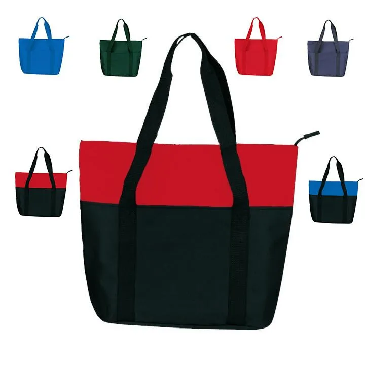 Zippered Shopping Bag with Interior Slip Pocket